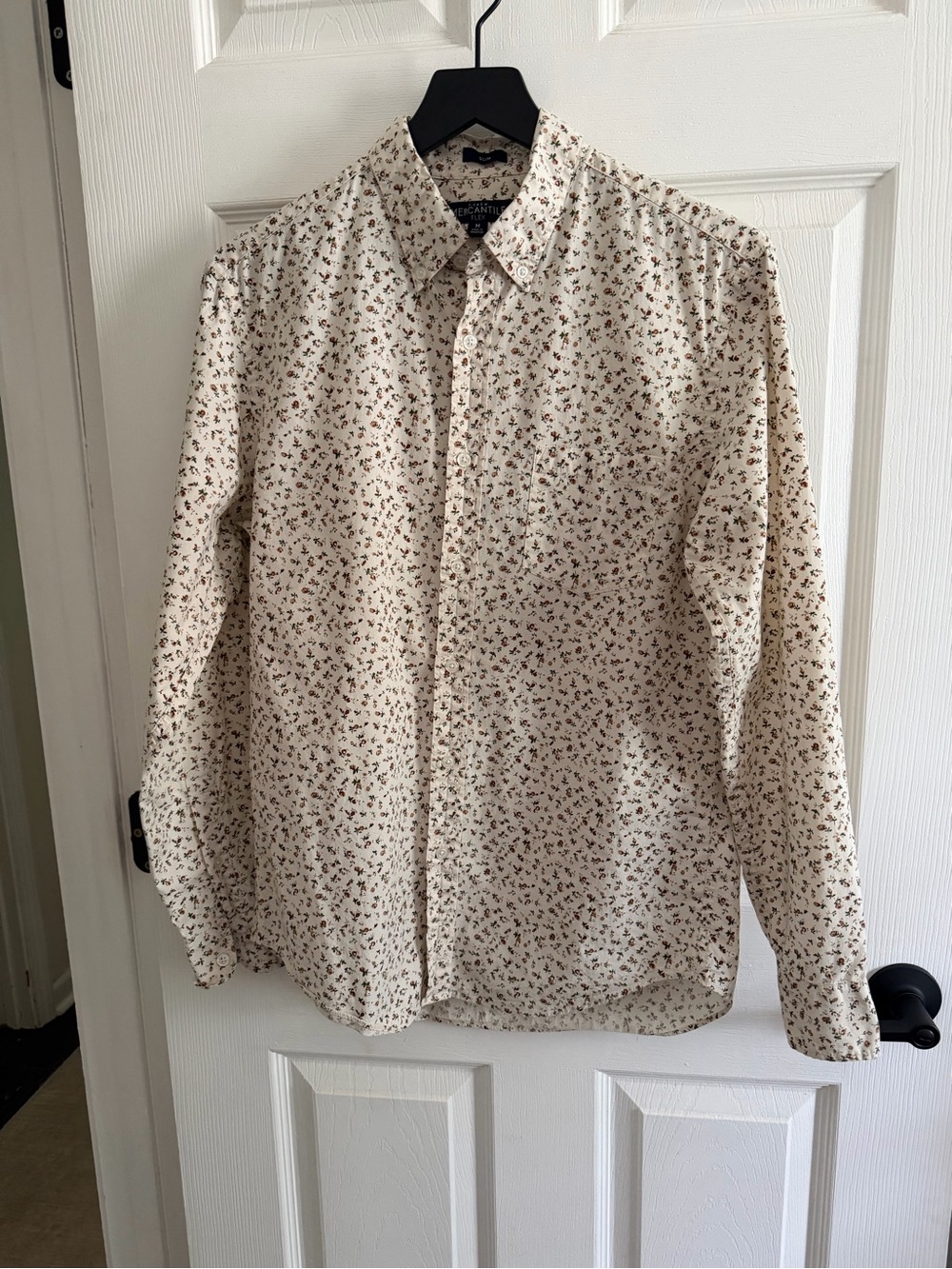J. Crew Cream Button-Down Shirt with Small Floral Print